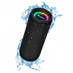 SVEN PS-160, Bluetooth Portable Speaker, 12 (2х6) W RMS, Bluetooth, TWS, multicolor interactive backlight, FM tuner, USB & microSD, Waterproof (IPx5), built-in lithium battery 1200 mAh, AUX stereo input,  USB or 5V DC power supply, Black